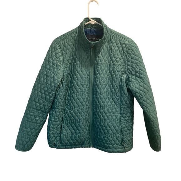 Lands End Quilted Puffer Packable Jacket in Teal Large Petite - Picture 2 of 14